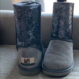 Gray sequin classic short boots